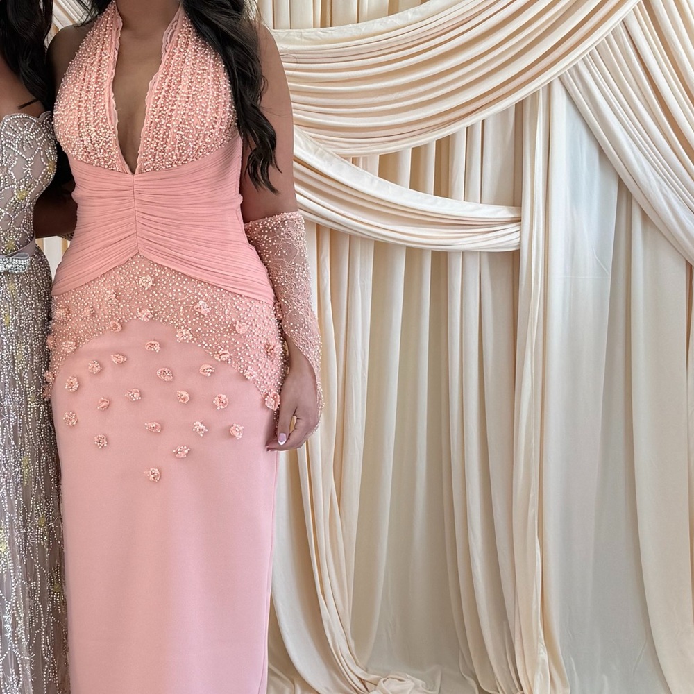 Elegant Pink and Beige Women's Dress